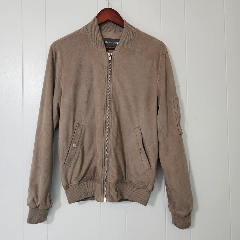 Slate & Stone Men’s Bomber Jacket Taupe/Light Brown – Size S